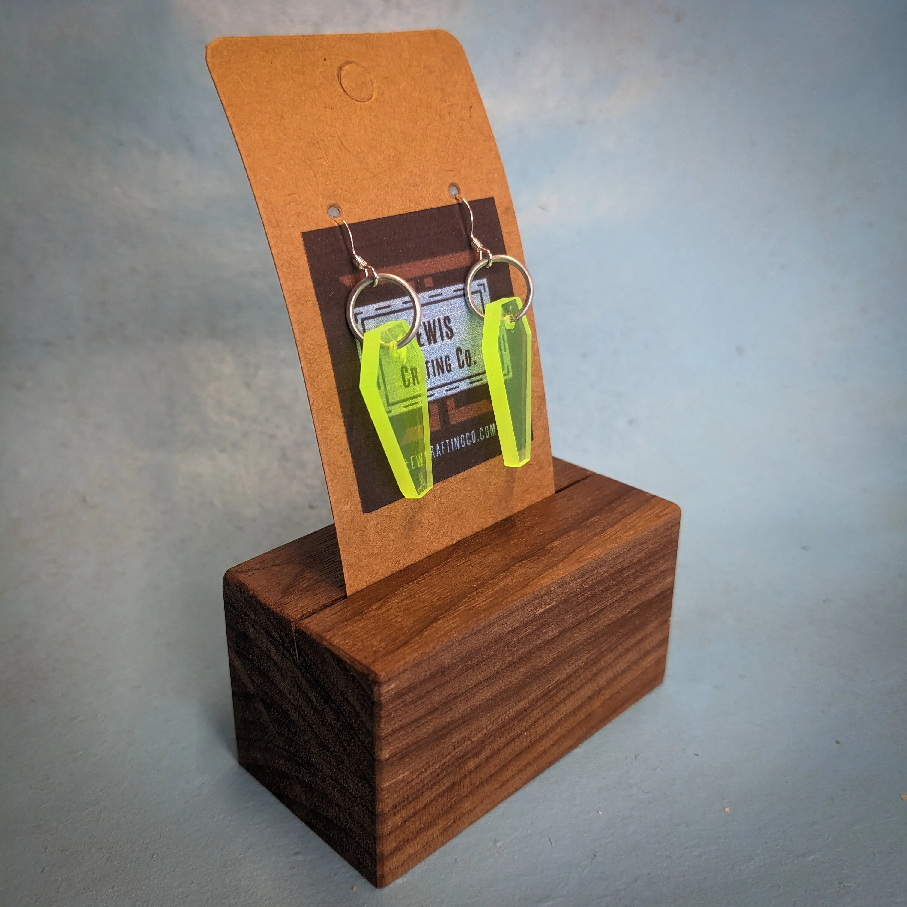 Small Neon Green Coffin Dangle Earrings