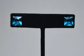 Square Cut Teal Glass Stud Earrings