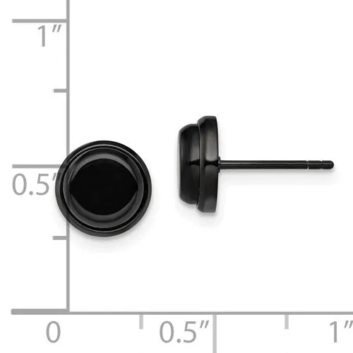 Stainless Steel Polished Black IP-plated Post Earrings