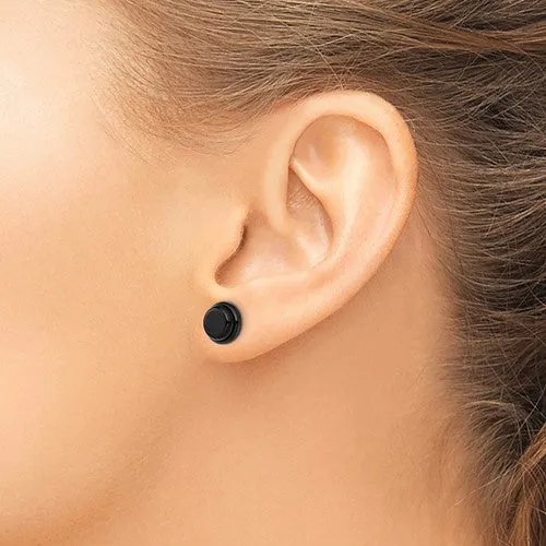 Stainless Steel Polished Black IP-plated Post Earrings