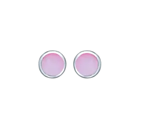 Sterling Silver 8mm Pink Mother of Pearl Round Stud Earrings