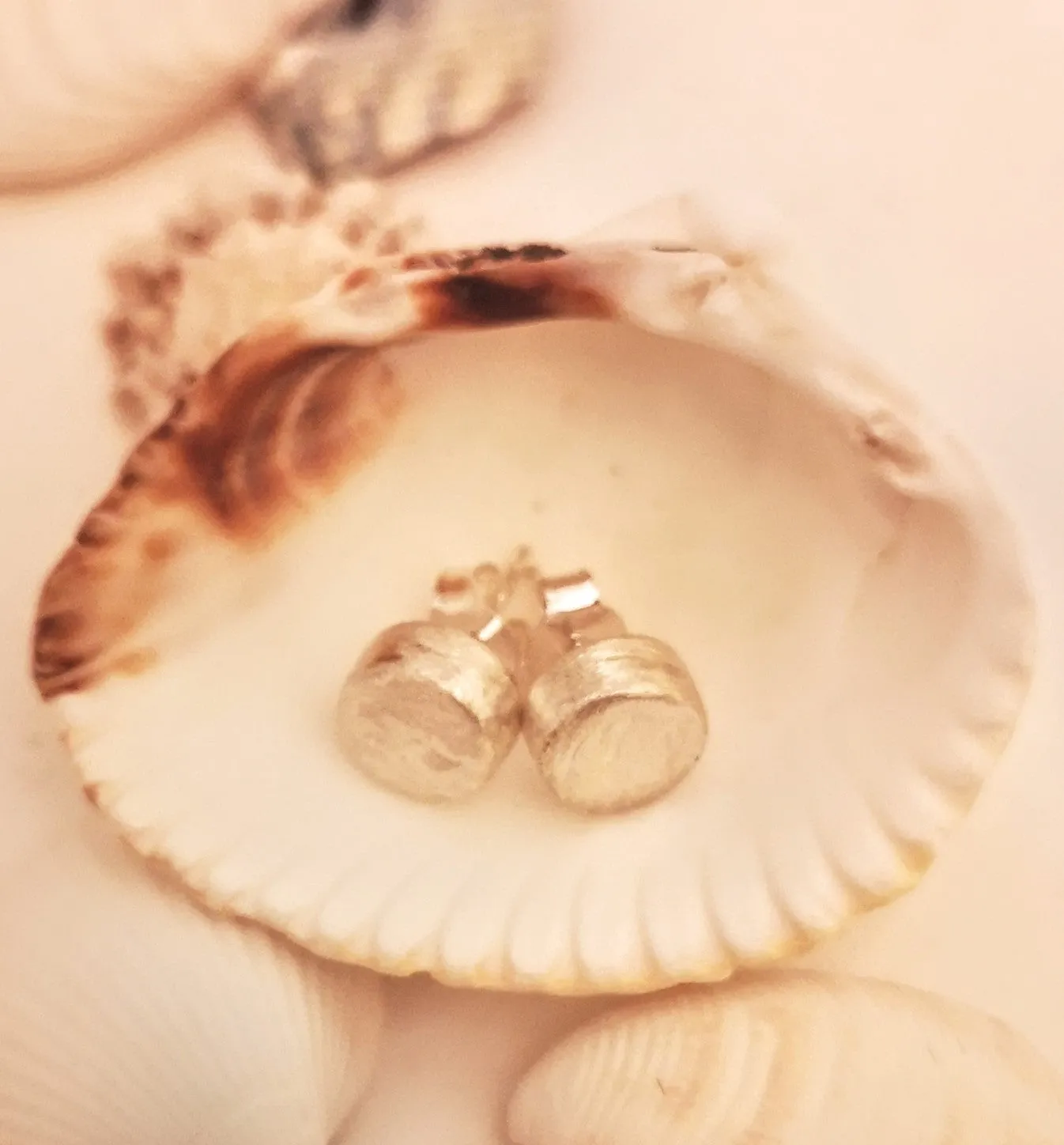 Sterling Silver brushed effect stud Earrings