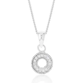 Sterling Silver Cubic Zirconia On Circle Pendant