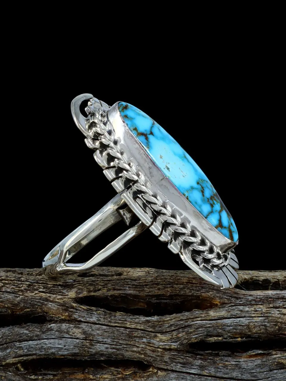 Sterling Silver Kingman Turquoise Adjustable Ring, Size 7 1/2 