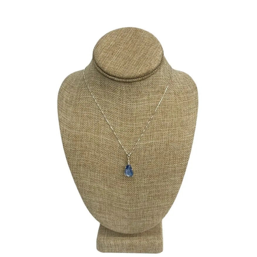 Sterling Silver Pear Shape Dumortierite Necklace