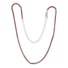 Sterling Silver Red Cubic Zirconia On 32 10cm Chain