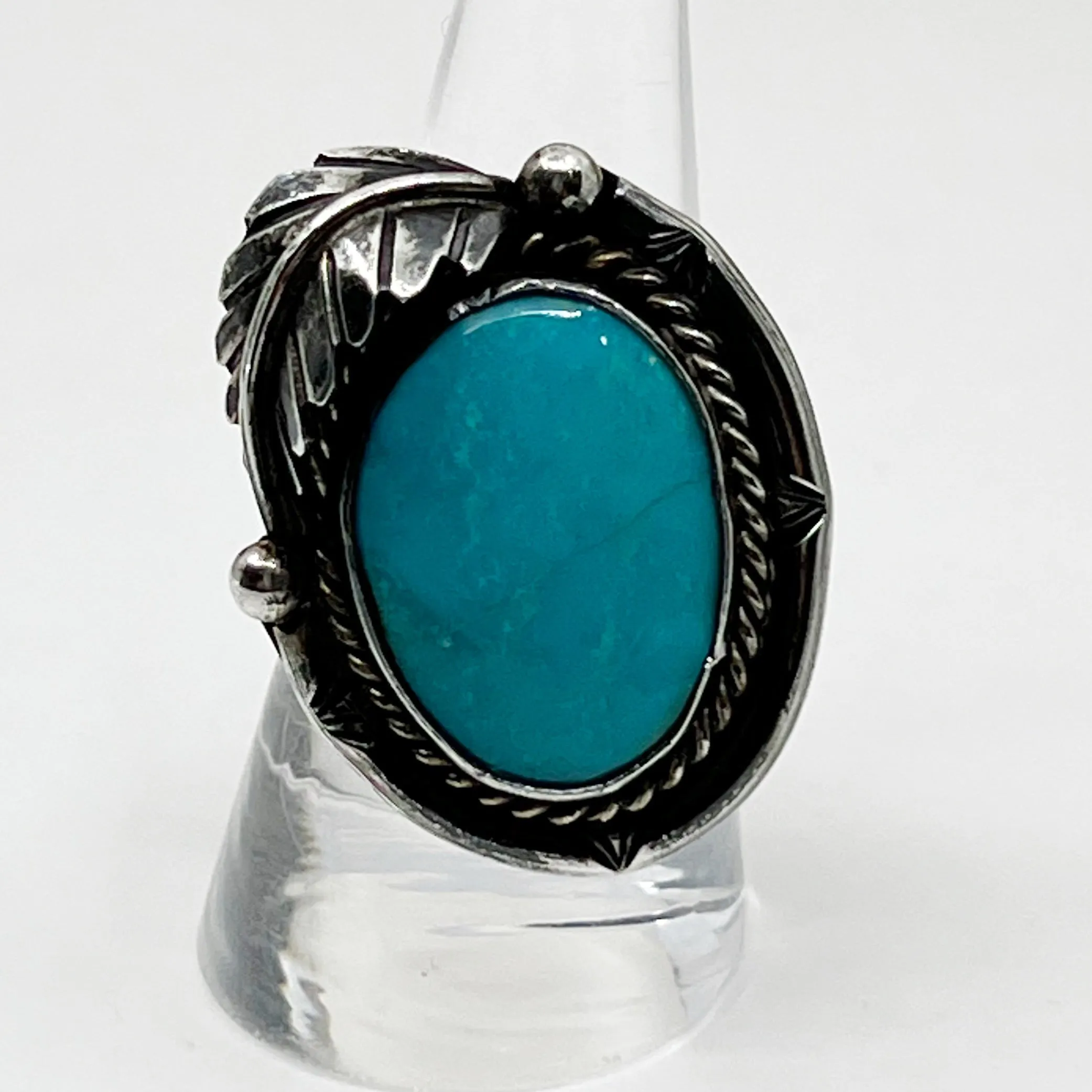 Steven Apachito Navajo sterling silver turquoise ring GM122