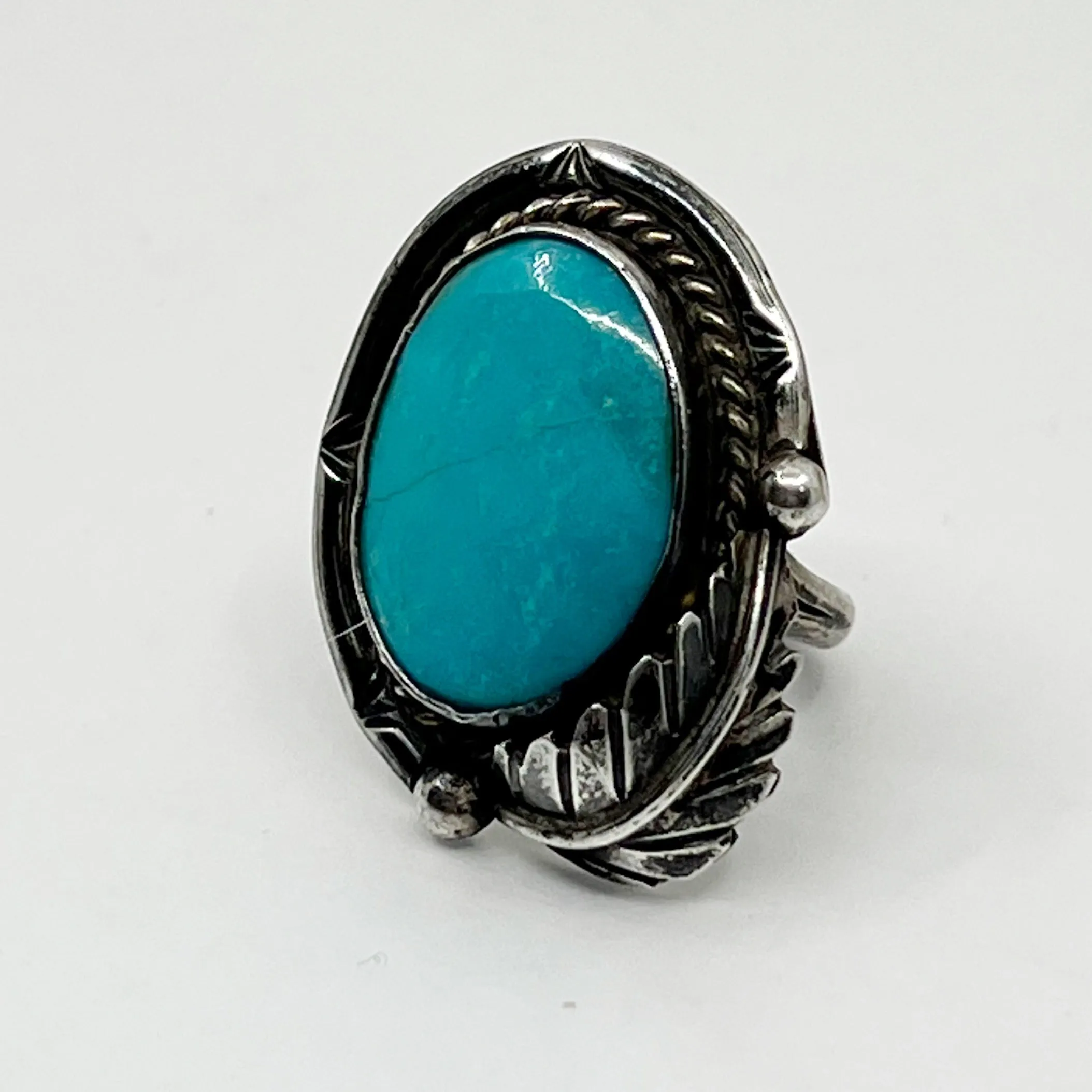 Steven Apachito Navajo sterling silver turquoise ring GM122
