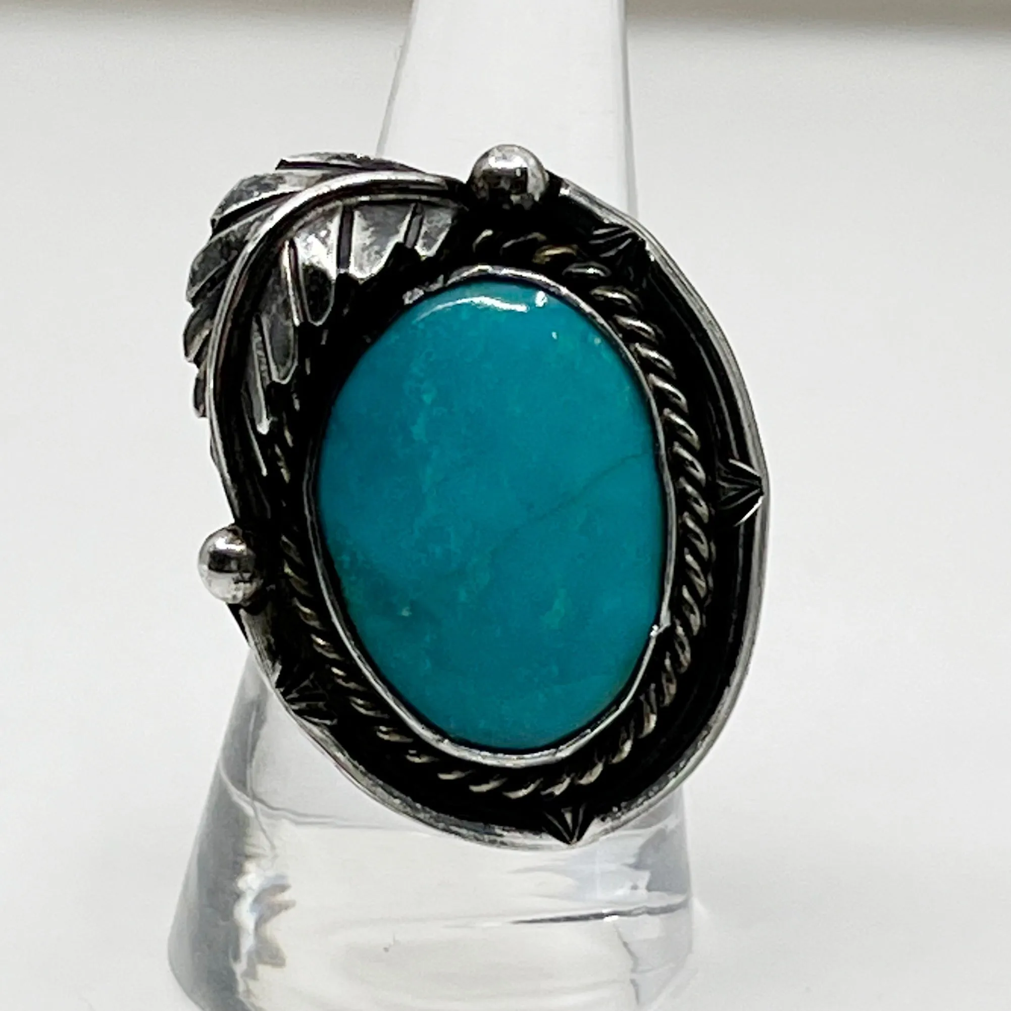 Steven Apachito Navajo sterling silver turquoise ring GM122