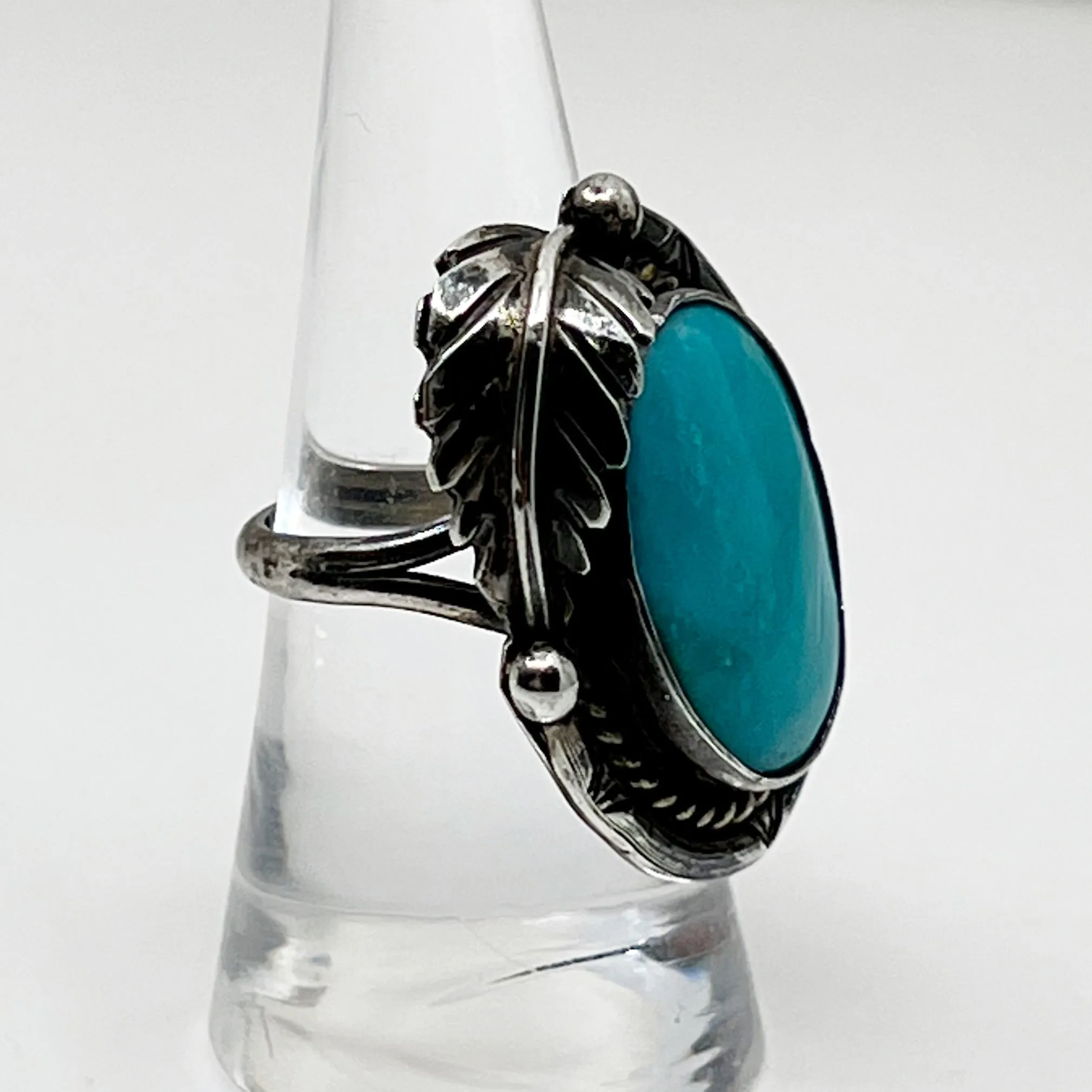 Steven Apachito Navajo sterling silver turquoise ring GM122
