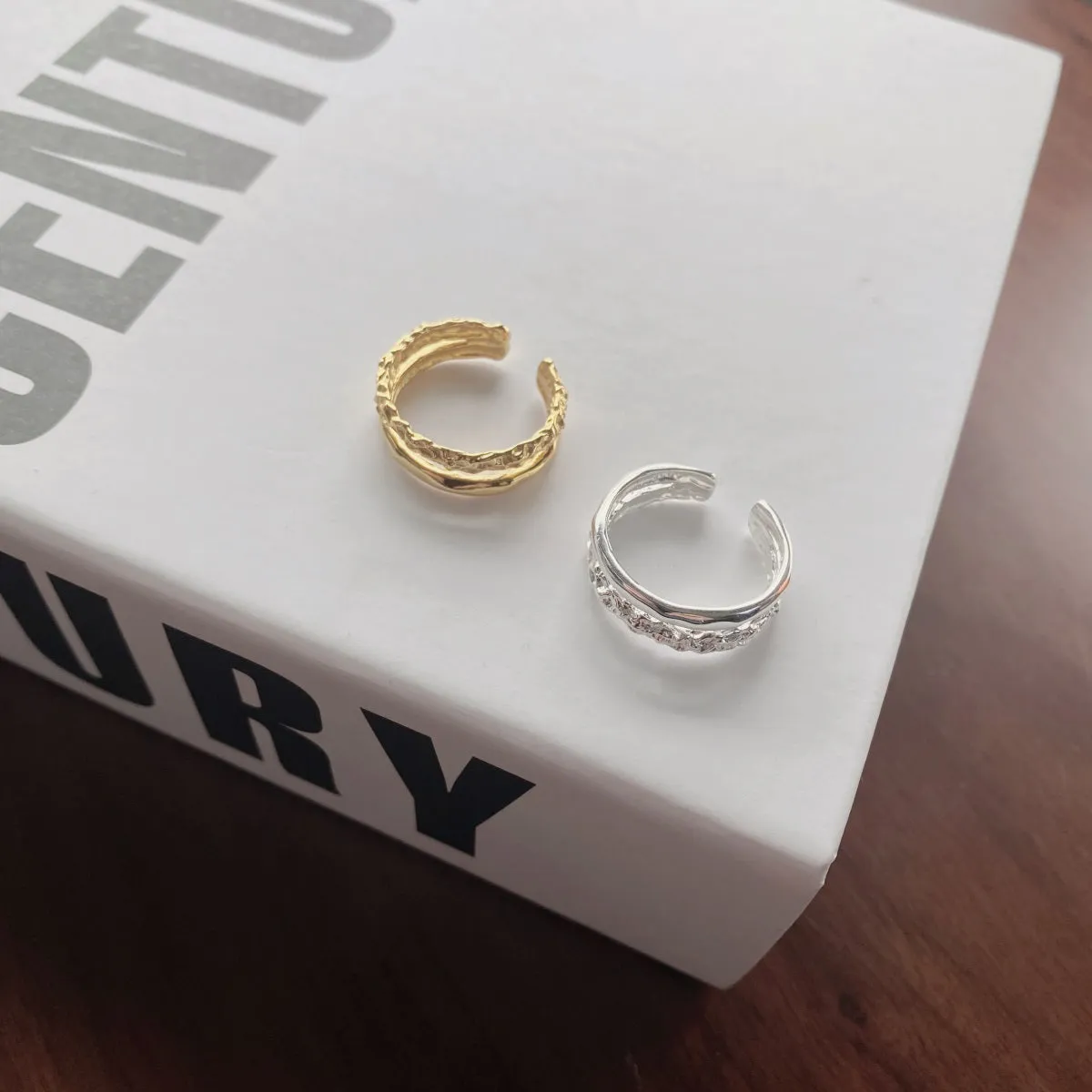 Textured Double Band Ring