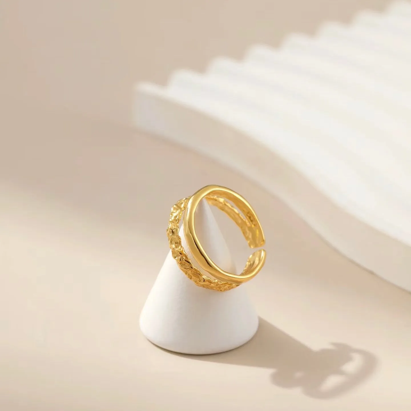 Textured Double Band Ring