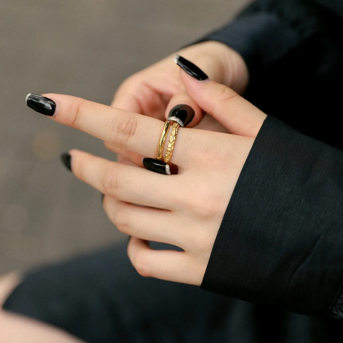 Textured Double Band Ring