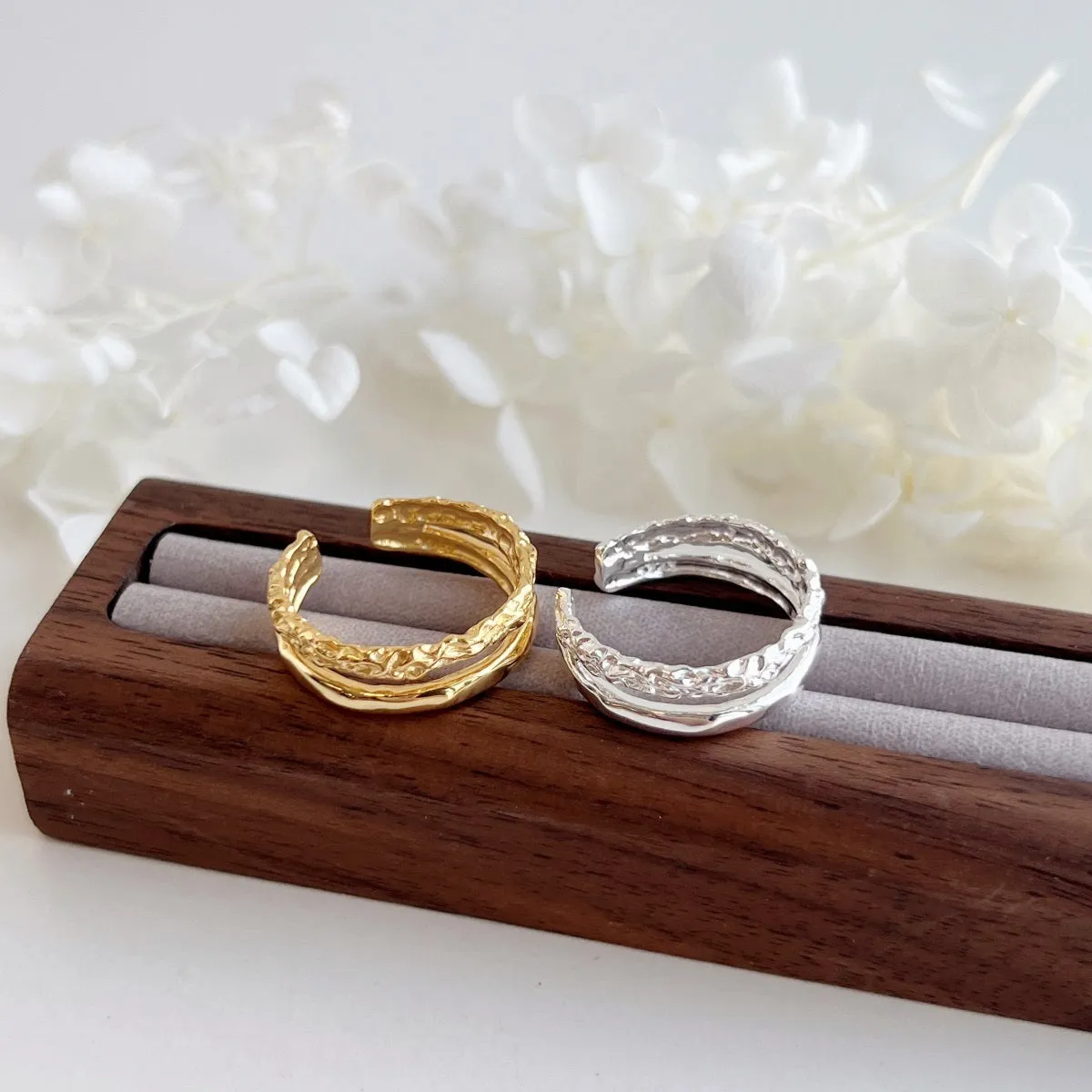 Textured Double Band Ring
