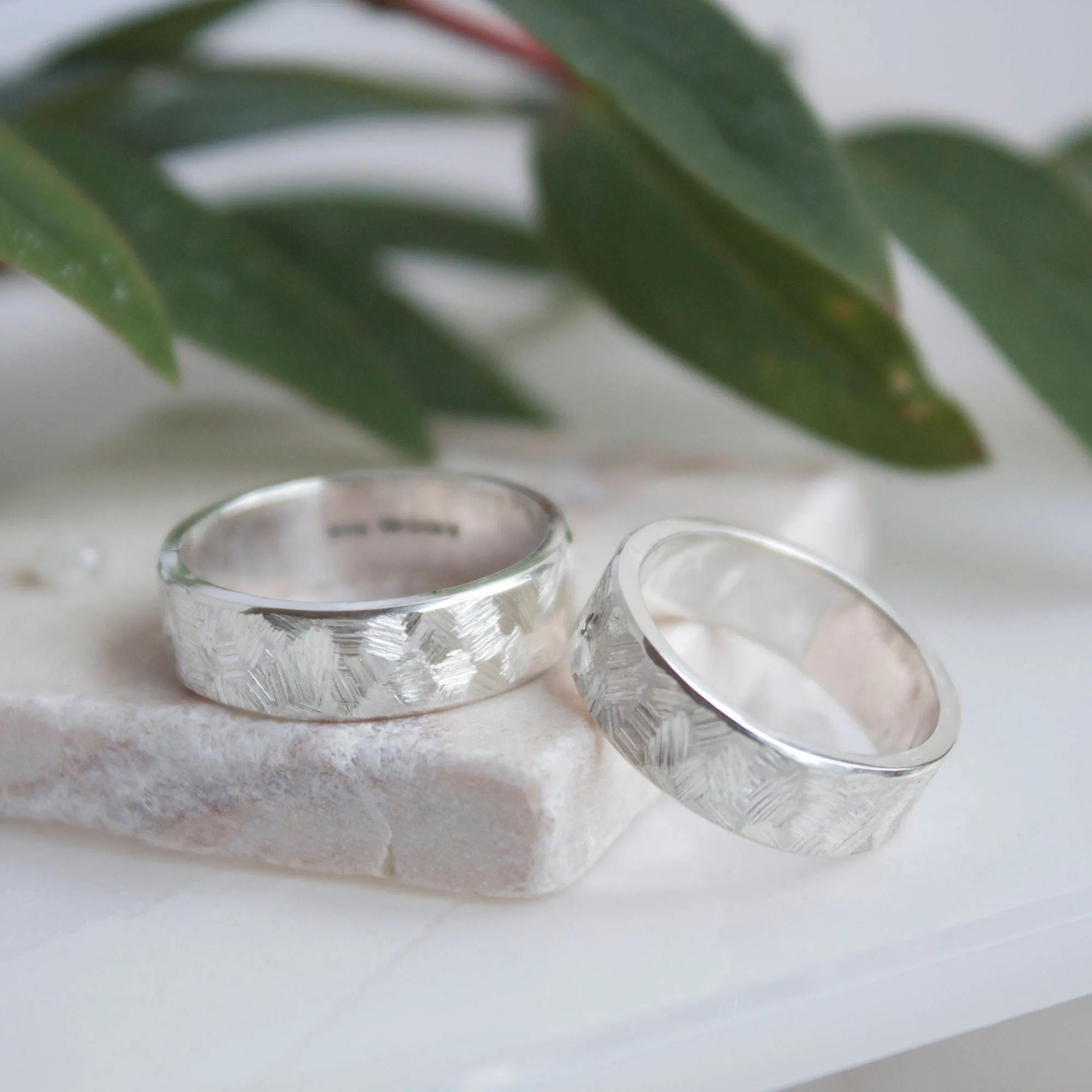 Textured Silver Wedding Ring-Unisex Silver Ring-5mm flat wedding ring-silver thumb ring