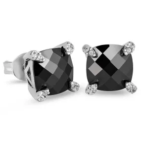 The Black Mamba II® - Black Diamond Stud 925 Sterling Silver Earrings for Men