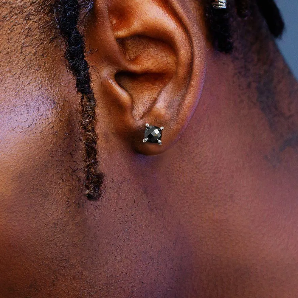 The Black Mamba II® - Black Diamond Stud 925 Sterling Silver Earrings for Men