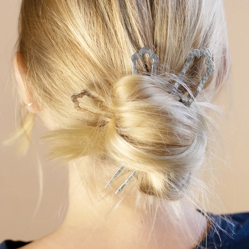 Trefoil Hair Pin in Silver - Small  | Available to ship January 14, 2025