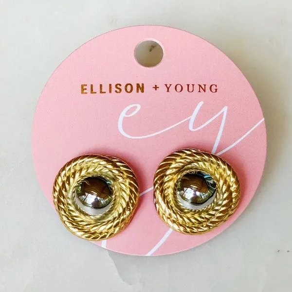 Two Toned Golden Day Stud Earrings
