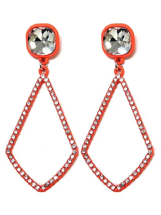 VE2891 Iridescent Post Rhinestone Kite Earrings