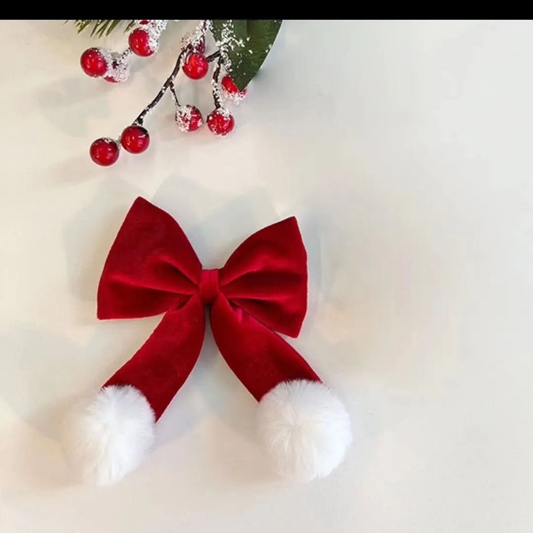 Velvet Red Bow Hairpin Cute Christmas & New Year Hair Accessories