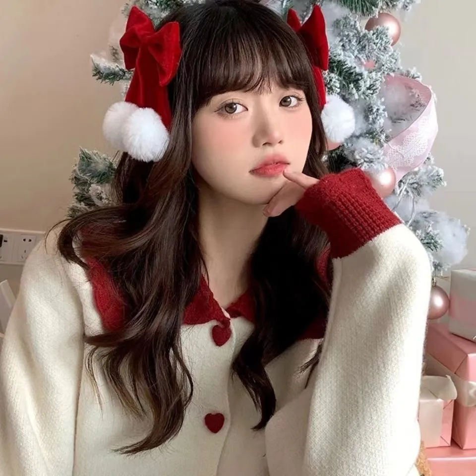 Velvet Red Bow Hairpin Cute Christmas & New Year Hair Accessories