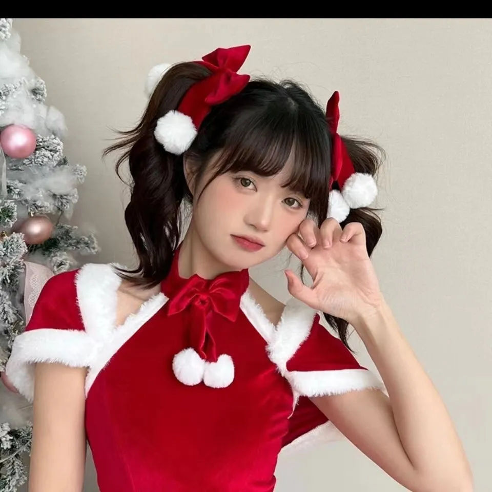 Velvet Red Bow Hairpin Cute Christmas & New Year Hair Accessories