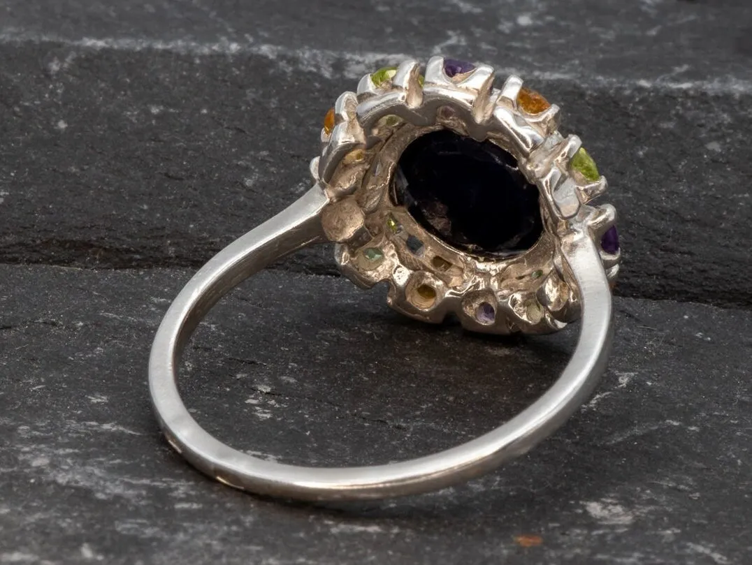 Victorian Sapphire Ring - Flower Cocktail Ring - Vintage Statement Ring
