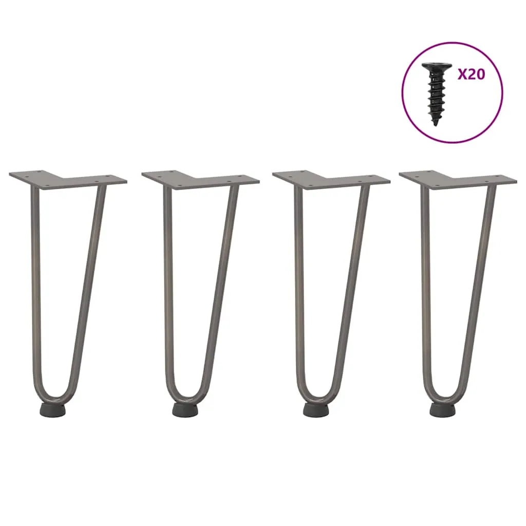 vidaXL Hairpin Table Legs 4 pcs Natural Steel 30 cm Solid Steel