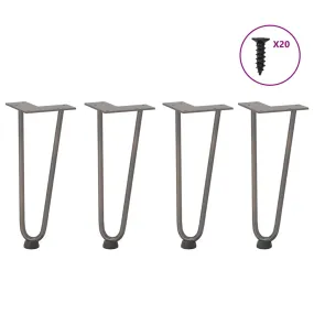 vidaXL Hairpin Table Legs 4 pcs Natural Steel 30 cm Solid Steel