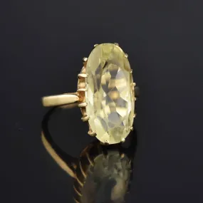 Vintage 10K Gold Citrine Cocktail Ring, 10 CTW