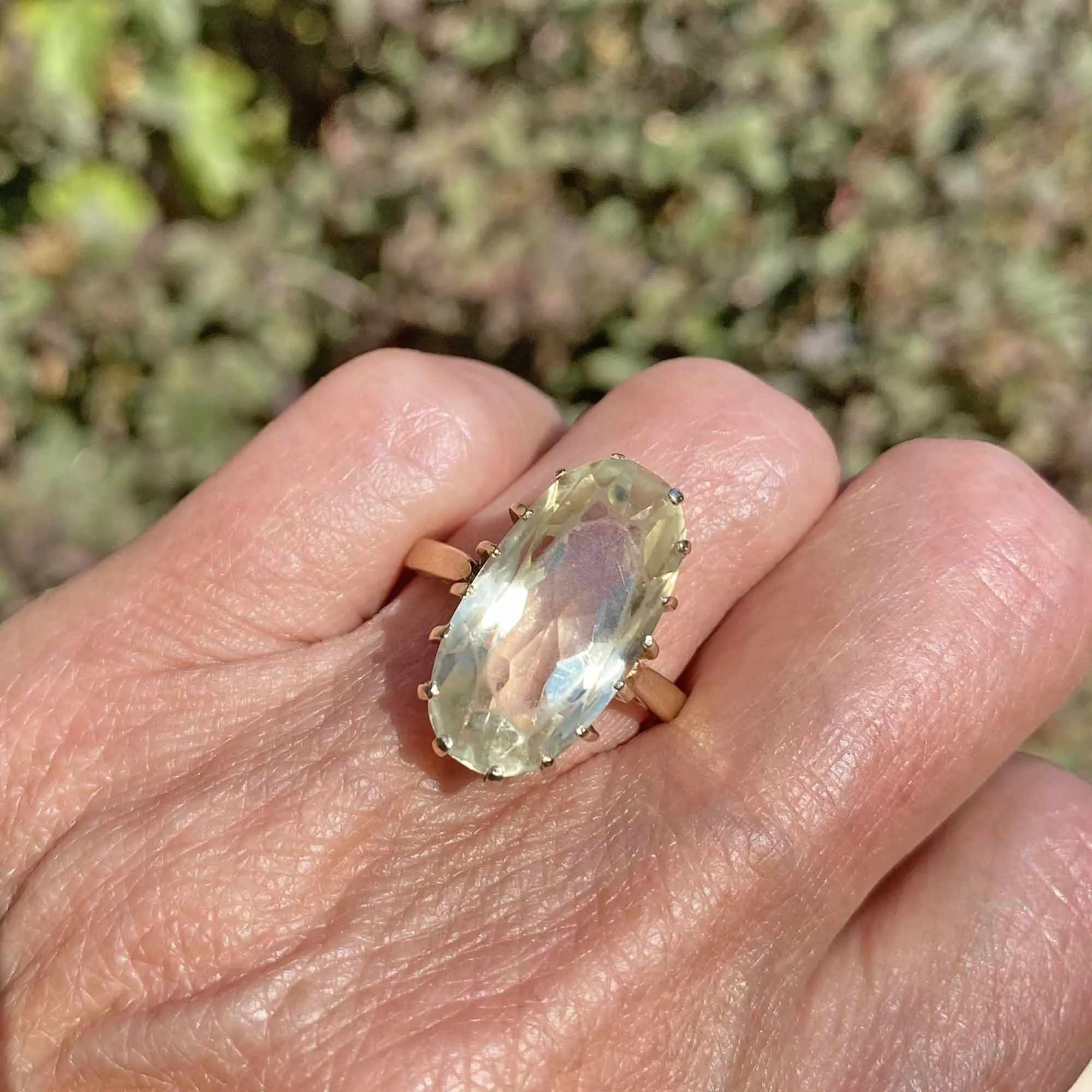 Vintage 10K Gold Citrine Cocktail Ring, 10 CTW