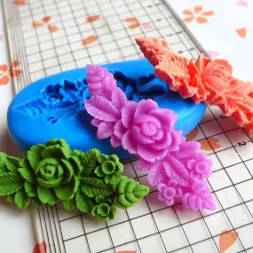 Vintage Flower / Rose Barrette (46mm) Silicone Flexible Push Mold - Miniature Food, Sweets, Jewelry, Charms (Clay, Fimo, Fondant, Wax) MD619