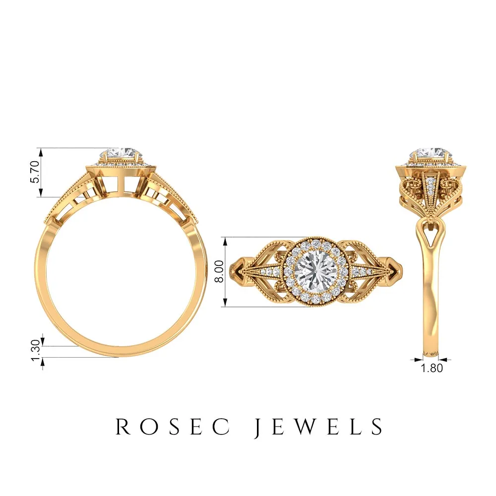 Vintage Inspired Engagement Ring with Lab Grown Diamond