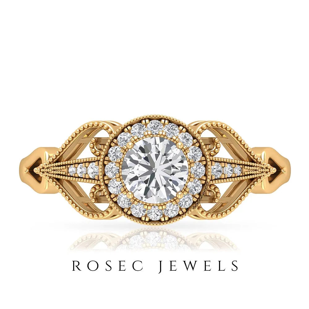 Vintage Inspired Engagement Ring with Lab Grown Diamond