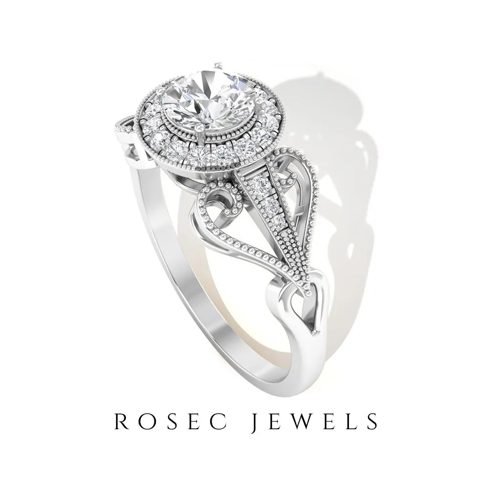 Vintage Inspired Engagement Ring with Lab Grown Diamond