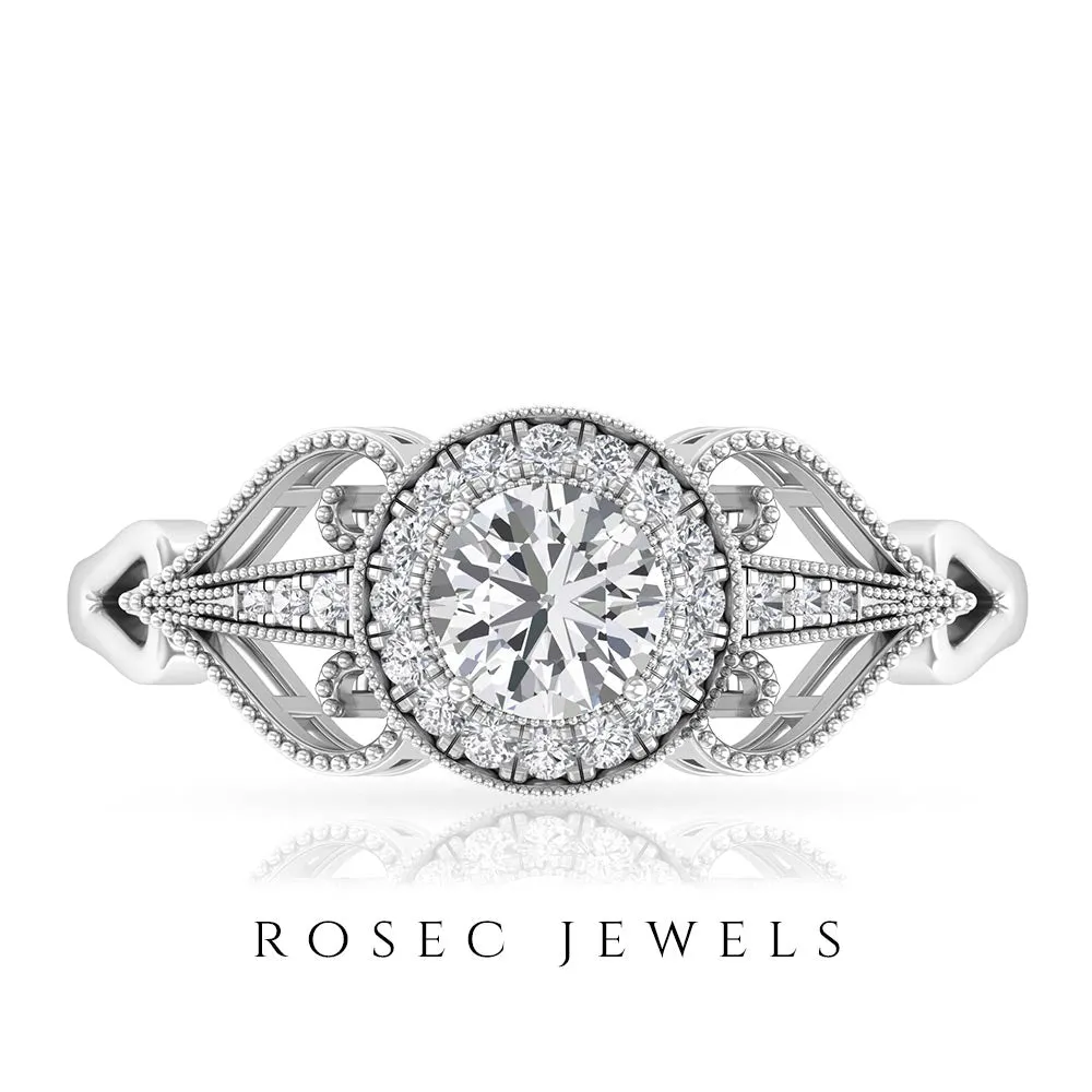 Vintage Inspired Engagement Ring with Lab Grown Diamond