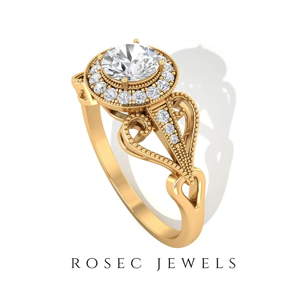 Vintage Inspired Engagement Ring with Lab Grown Diamond