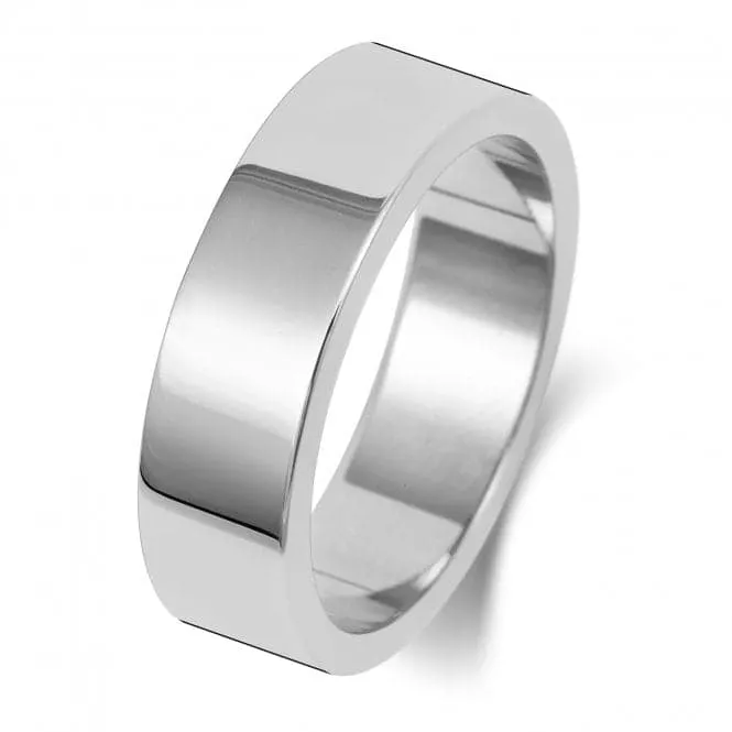 Wedding Band 18K Flat Flat 6 mm-1.8 Wedding  Ring WQ176WH