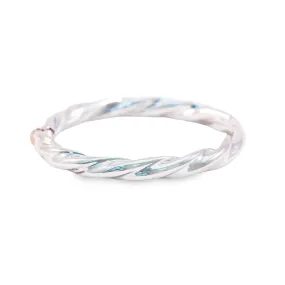 White Gold Wide Twisted Bangle