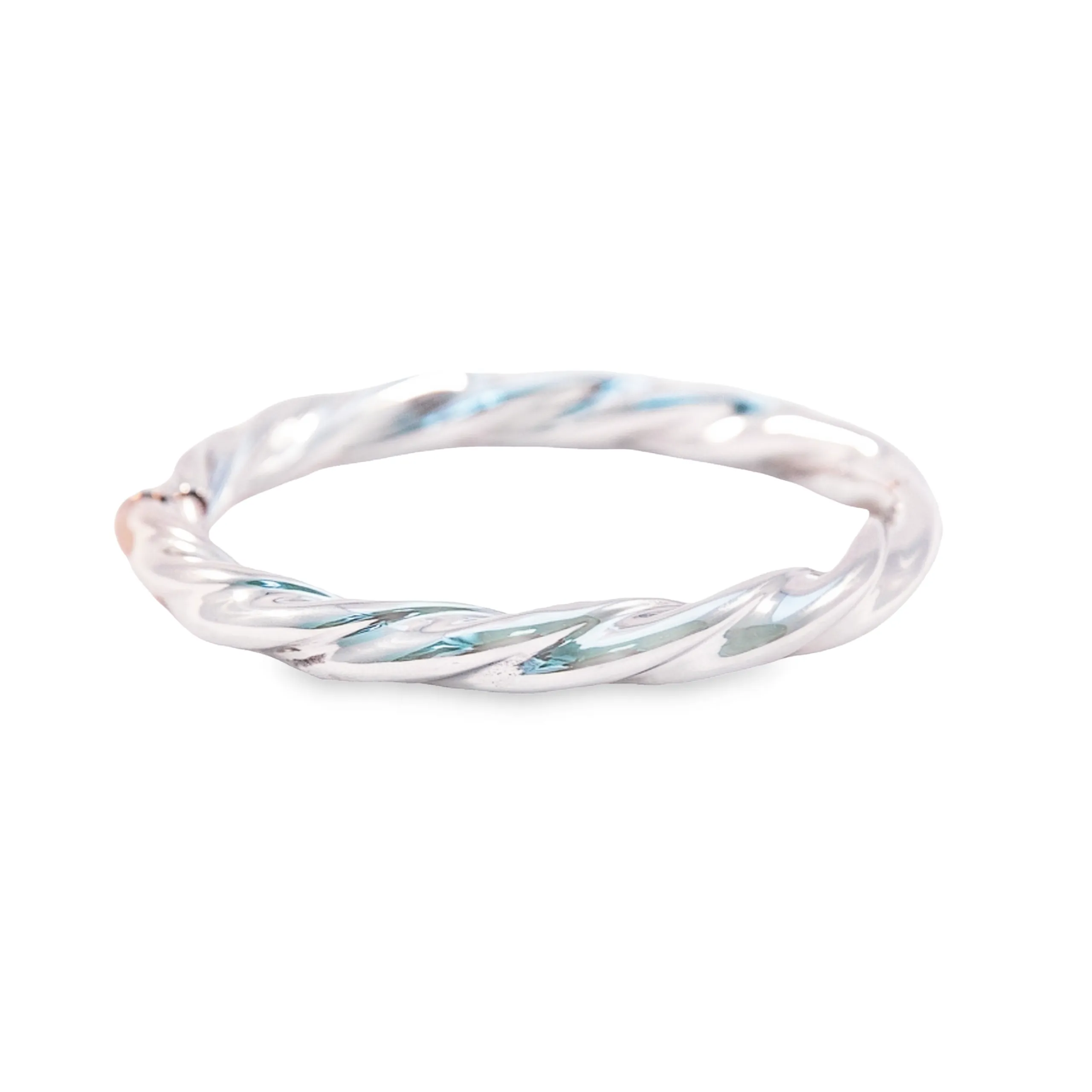 White Gold Wide Twisted Bangle