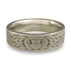 Wide Claddagh Wedding Ring in 14K White Gold