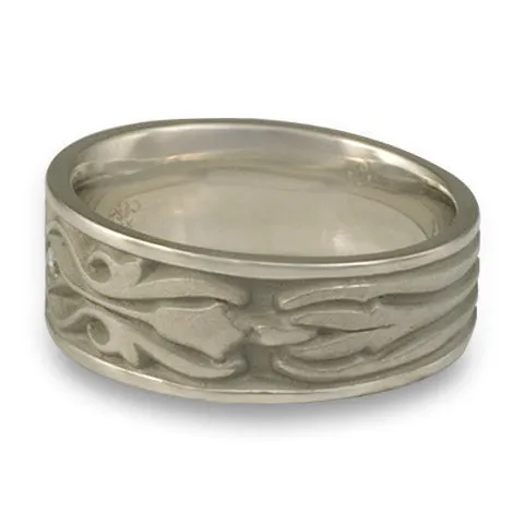Wide Tulip Braid Wedding Ring with Diamonds in 14K White Gold