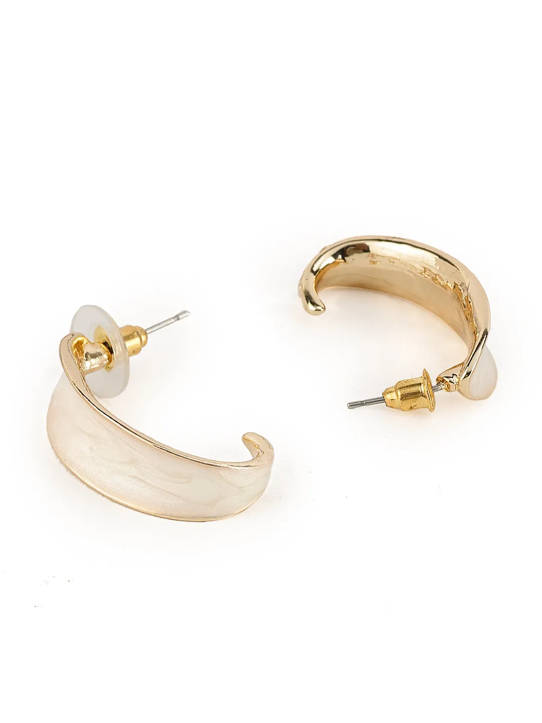 Women White Stone Leaf Designed Drop Earrings