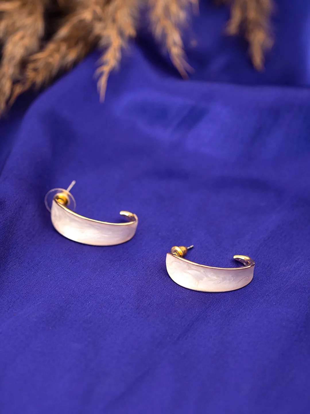 Women White Stone Leaf Designed Drop Earrings